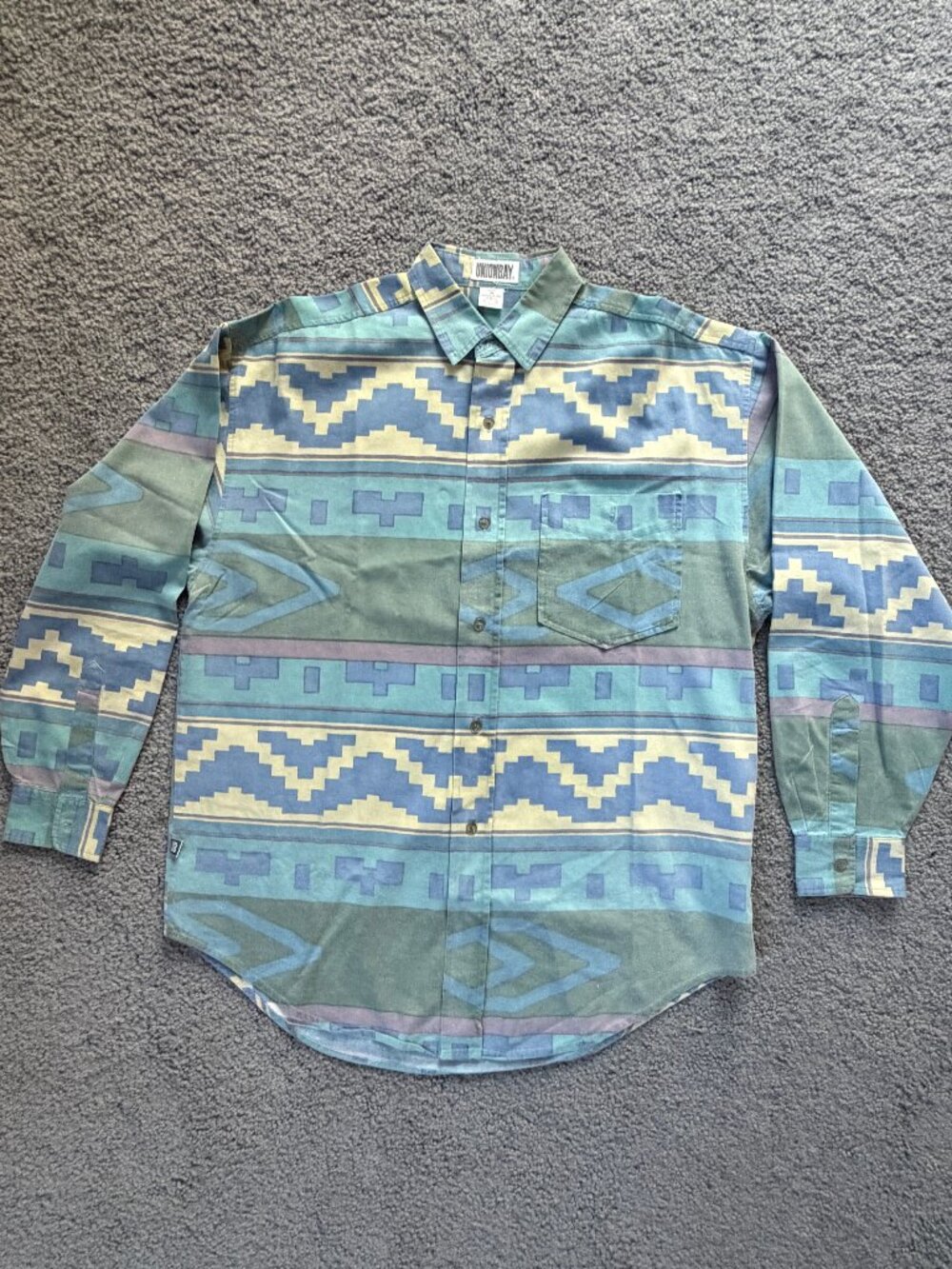 VTG 90s Unionbay Aztec Geometric Tribal Shirt M - Excellent Pre-owned Condition